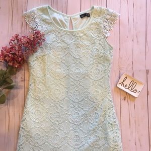 Sequin Hearts Mint Green Lace Dress Size-Small